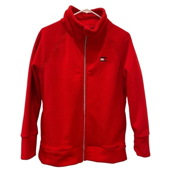 Tommy Hilfiget Red Fleece Zipper Down Jacket.Size L - Picture 5 of 15